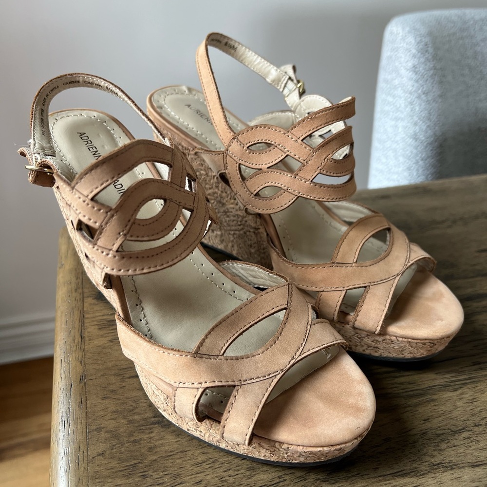 Adrienne Vittadini Wedge Leather Sandals